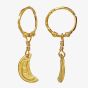 Maanesten Odessa Gold Plated Hoop Cresent Moon Dropper Earrings 9841A