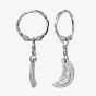 Maanesten Odessa Silver Hoop Cresent Moon Dropper Earrings 9841C