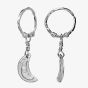 Maanesten Odessa Silver Hoop Cresent Moon Dropper Earrings 9841C