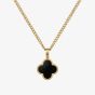 Steel & Barnett Lucky Clover 18ct Yellow Gold Plated Black Onyx Clover Pendant N-CLO02