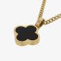 Steel & Barnett Lucky Clover 18ct Yellow Gold Plated Black Onyx Clover Pendant N-CLO02