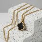 Steel & Barnett Lucky Clover 18ct Yellow Gold Plated Black Onyx Clover Pendant N-CLO02