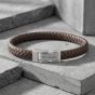 Steel & Barnett Archie Brown Leather Braided Bracelet LBA/002