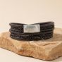 Steel & Barnett Bonacci Brown Leather Layered Multi Strand Bracelet LBB/003