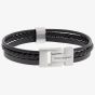 Steel & Barnett Casual Cole Black Leather Multi Strand Bracelet LBCC/001