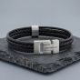 Steel & Barnett Casual Cole Black Leather Multi Strand Bracelet LBCC/001