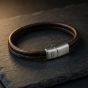Steel & Barnett Denby Brown Dual Band Leather Bracelet LBD/006