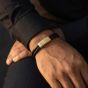 Steel & Barnett Denby 18ct Yellow Gold Plated Brown Dual Band Leather Bracelet LBD/011