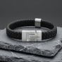 Steel & Barnett Harrison Black Leather Thick Braided Bracelet LBH/001