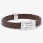 Steel & Barnett Harrison Brown Leather Thick Braided Bracelet LBH/003