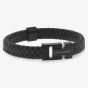Steel & Barnett Harrison Black Clasp & Leather Thick Braided Bracelet LBH/007