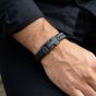 Steel & Barnett Harrison Black Clasp & Leather Thick Braided Bracelet LBH/007