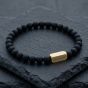 Steel & Barnett Natural Ned 18ct Yellow Gold Plated Black Onyx Gemstone Bead Bracelet SBNN/002