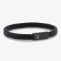 Steel & Barnett Riley Black Edition Braided Black Leather Bracelet BEB/003