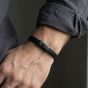 Steel & Barnett Riley Black Edition Braided Black Leather Bracelet BEB/003