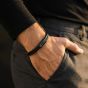 Steel & Barnett Denby Black Edition Two Strand Braided Black Leather Bracelet BEB/004