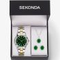 Sekonda Catherine Two Tone Green Watch Set 49038