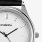 Sekonda Mens Evans Silver Dial Black Leather Strap Watch 30252