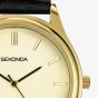 Sekonda Evans Gold Dial Black Leather Strap Watch 30253