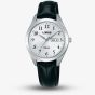 Lorus Ladies White Dial Day Date Black Leather Strap Watch RN807AX9