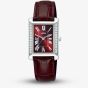 Lorus Ladies Rectangular Red Dial Leather Strap Watch RG239YX9