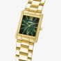 Lorus Ladies Green Rectangle Dial Golden Bracelet Watch RH836CX9