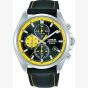 Lorus Mens Sport Chronograph Black Leather Strap Watch RM389JX9