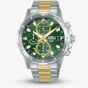 Lorus Mens Solar Chronograph Two Tone Green Dial Watch RZ605AX9