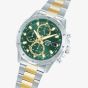 Lorus Mens Solar Chronograph Two Tone Green Dial Watch RZ605AX9