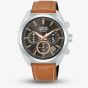 Lorus Mens Chronograph Grey Dial Brown Leather Strap Watch RT387KX9