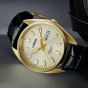 Lorus Mens Champagne Dial Day Date Black Leather Strap Watch RL436CX9