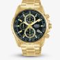 Lorus Mens Sports Chronograph Gold Tone Bracelet Watch RM378JX9