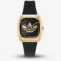 Adidas Retro Wave One Gold Tone Black Strap Watch AOSY260012I