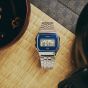 Casio Limited Edition Vintage Blue Seigaiha Pattern Digital Watch A159WEVJ-2