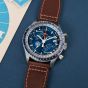 Timex Mens Fly Back Chronograph x Pan Am Leather Strap Watch TW2W97200