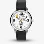Timex X Unisex Peanuts Snoopy Black Leather Strap Watch TW2Y19900