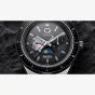 Timex x NASA Mens Q Space Black Leather Strap Watch TW2Y56800