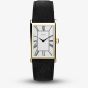 Timex Mens 1976 Lexington Reissue Gold Rectangle Black Leather Strap Watch TW2Y56200