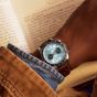 Timex Mens Waterbury Heritage Blue Chronograph Dial Brown Leather Strap Watch TW2Y70600