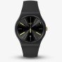 Swatch Dash Of Yellow Black Rubber Watch SO29B403