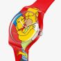 Swatch Simpsons Sweet Embrace Marge & Homer Red Watch SO29Z120