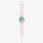 Swatch Ultrarose Bubblegum Pink White Rubber Strap Watch GE714
