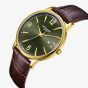 Lee Cooper Mens Green Dial Brown Leather Strap Watch LC08379.172