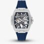 Lee Cooper Mens Blue Skeleton Dial Automatic Rubber Strap Watch LC07979.399