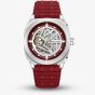 Lee Cooper Mens Red Skeleton Dial Automatic Rubber Strap Watch LC08074.388