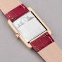 Accurist Rectangle Rose Gold & Burgundy Leather Watch 71010