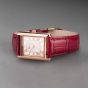 Accurist Rectangle Rose Gold & Burgundy Leather Watch 71010