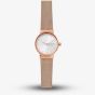 Skagen Ladies Freja Rose Gold Plated Sunray Crystal Set Dial Mesh Strap Watch SKW2665