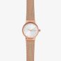 Skagen Ladies Freja Rose Gold Plated Sunray Crystal Set Dial Mesh Strap Watch SKW2665