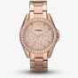 Fossil Ladies Riley Rose Gold Tone Multifunction Watch ES2811